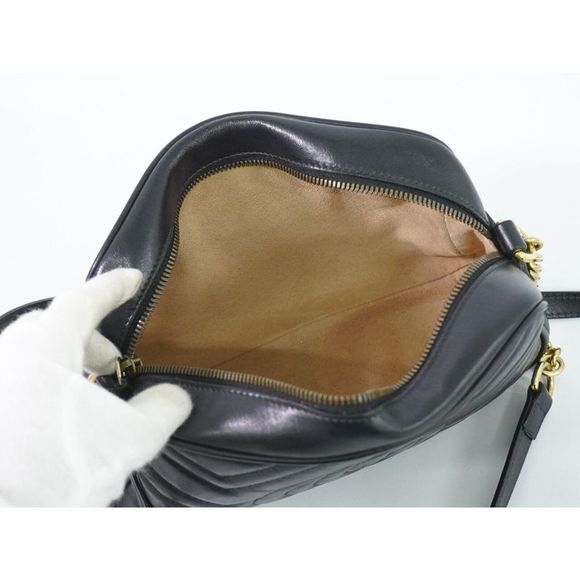 Gucci Gg Marmont Black Leather Shoulder Bag (Pre-Owned) - Picture 11 of 12